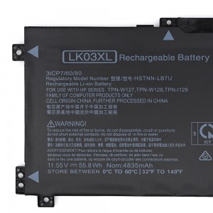 Ceallraí glúine LK03XL do HP Envy X360 15-BP000 15M-BP000 15M-BQ1XX TPN-W127 TPN-W128 Sraith leabhar nótaí 916814-855 HSTNN-UB71