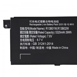 R13B01W R13B02W Laptop Battery for Xiaomi Mi Air 13.3″ Series Tablet R13B02W R13B01W
